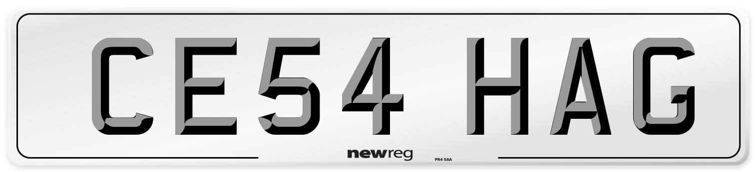 CE54 HAG Number Plate from New Reg